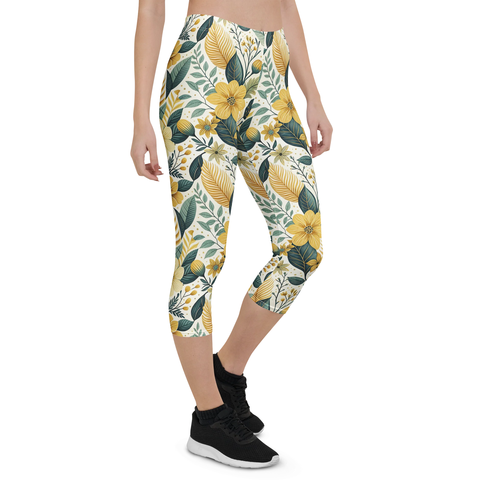 Golden Flower Capri Leggings product image (7)