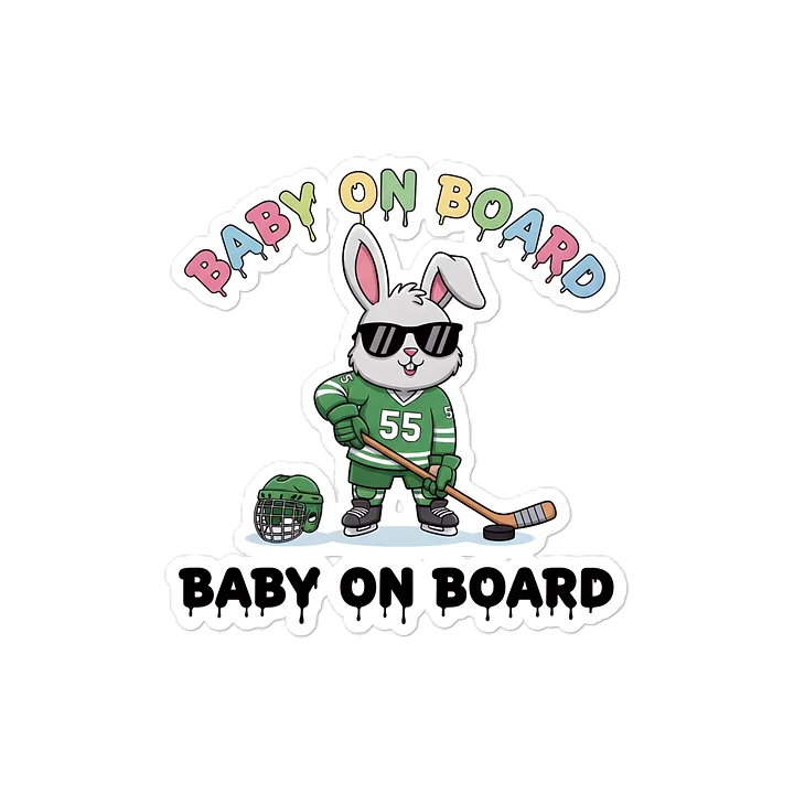Funny Bunny Hockey Baby on Board Sticker - 5x5 Weatherproof Vinyl Car Decal - Premium Sporty Bunny Hockey Gift product image (1)