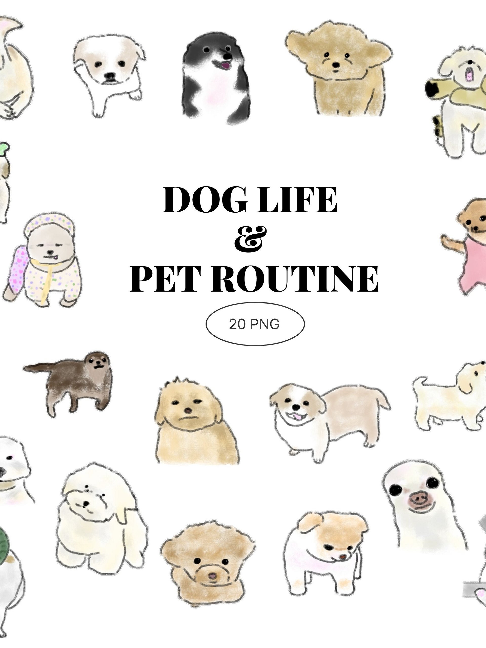 20 Dog Care & Daily Pet Routine PNG Clipart Bundle product image (1)