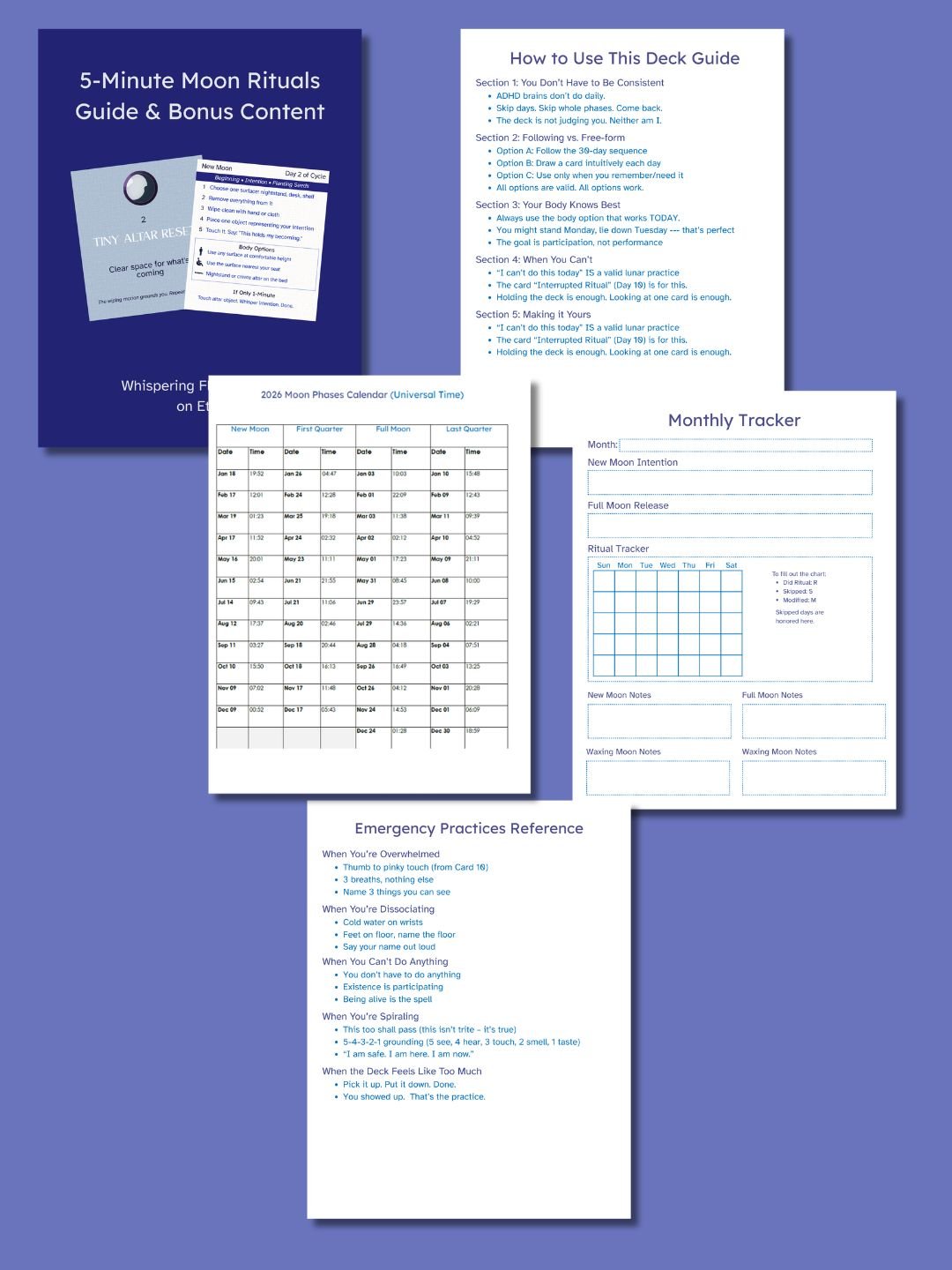 Moon Ritual Cards Printable | 30 Quick Practices for Every Body | ADHD Witch | Neurodivergent Friendly product image (7)