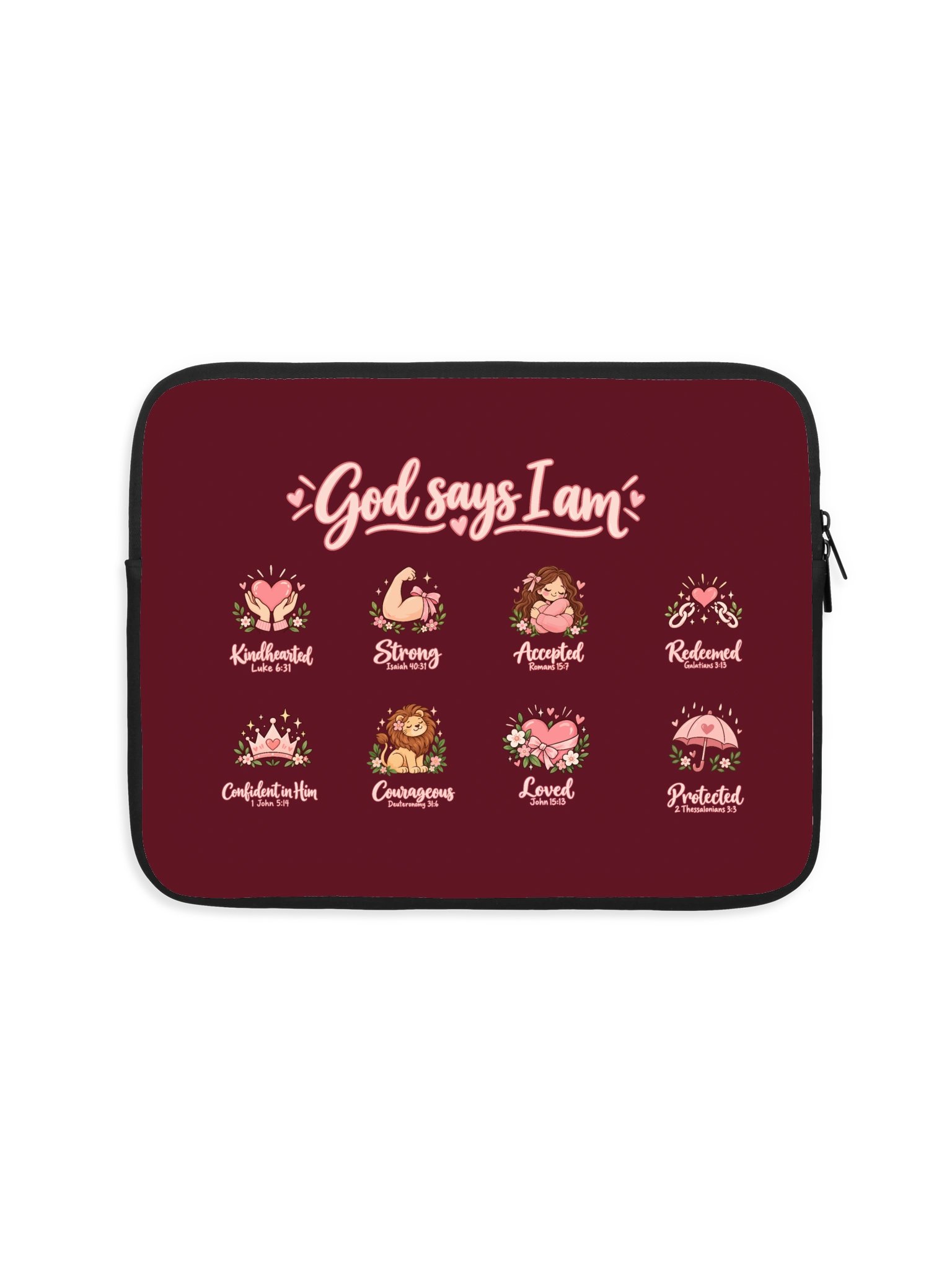 God Says I Am Christian Laptop Sleeve – Inspirational Bible Verse Design, 14-Inch Laptop Case product image (2)