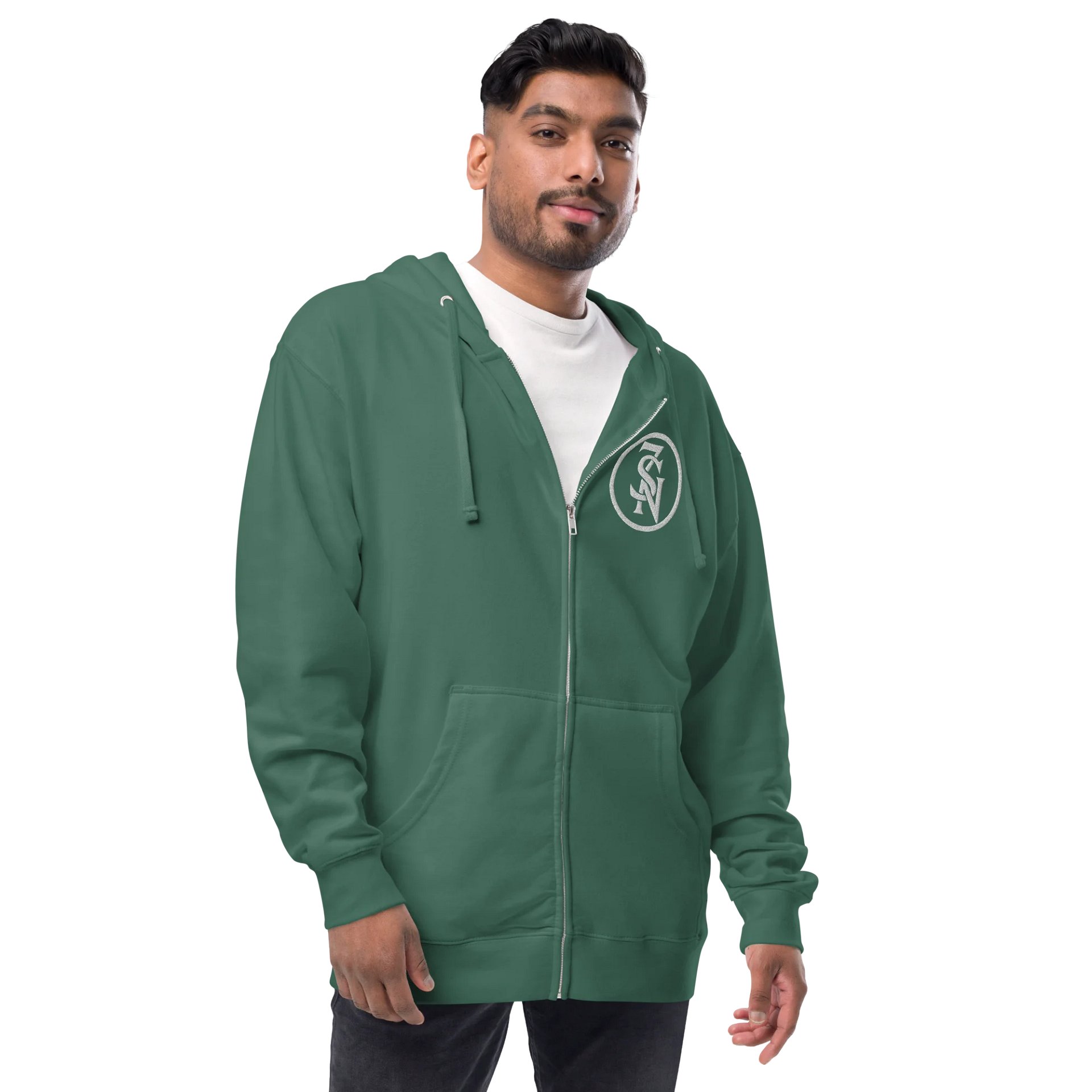 Seven Shades of Nothing White Logo (Lapel Embroidery & Back Print) on Zip-Up Fleece Hoodie product image (12)