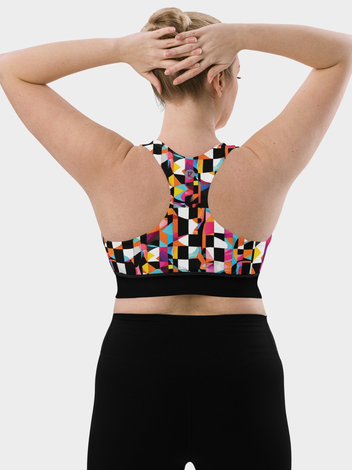 High-Impact Bra "Colorful Modern Abstract Checkered Art Printed" product image (10)