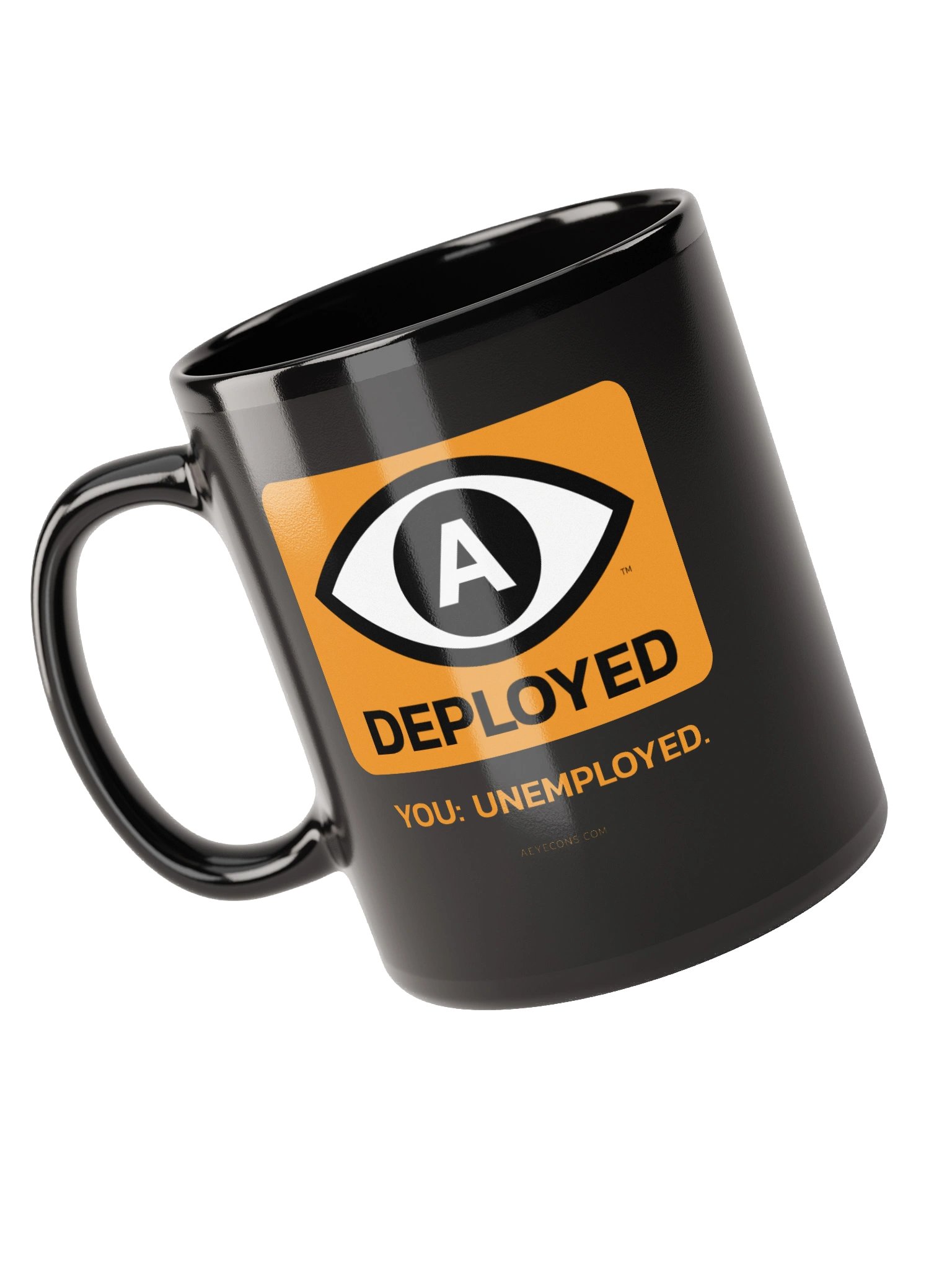 AI Deployed. You: Unemployed. Black Mug | AEYECONS™ AI Icons product image (6)