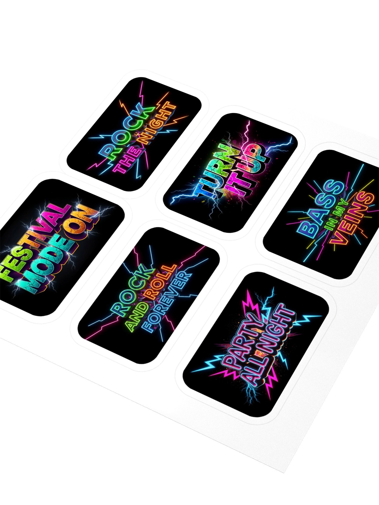 Neon Rock Festival Kiss Cut Black Stickers Set product image (3)