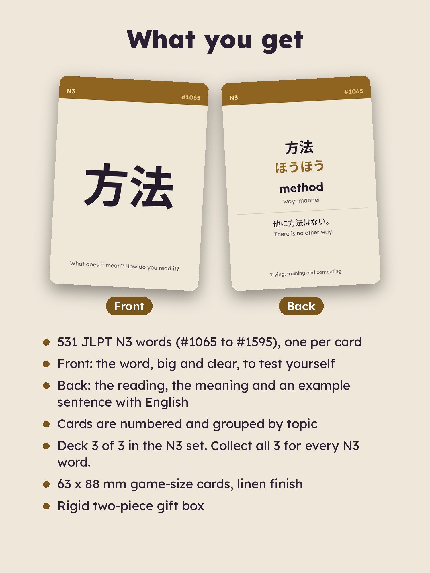 Japanese Flash Cards: JLPT N3 Vocabulary Deck 3 of 3, Words 1065 to 1595 (zombie.cat) product image (2)
