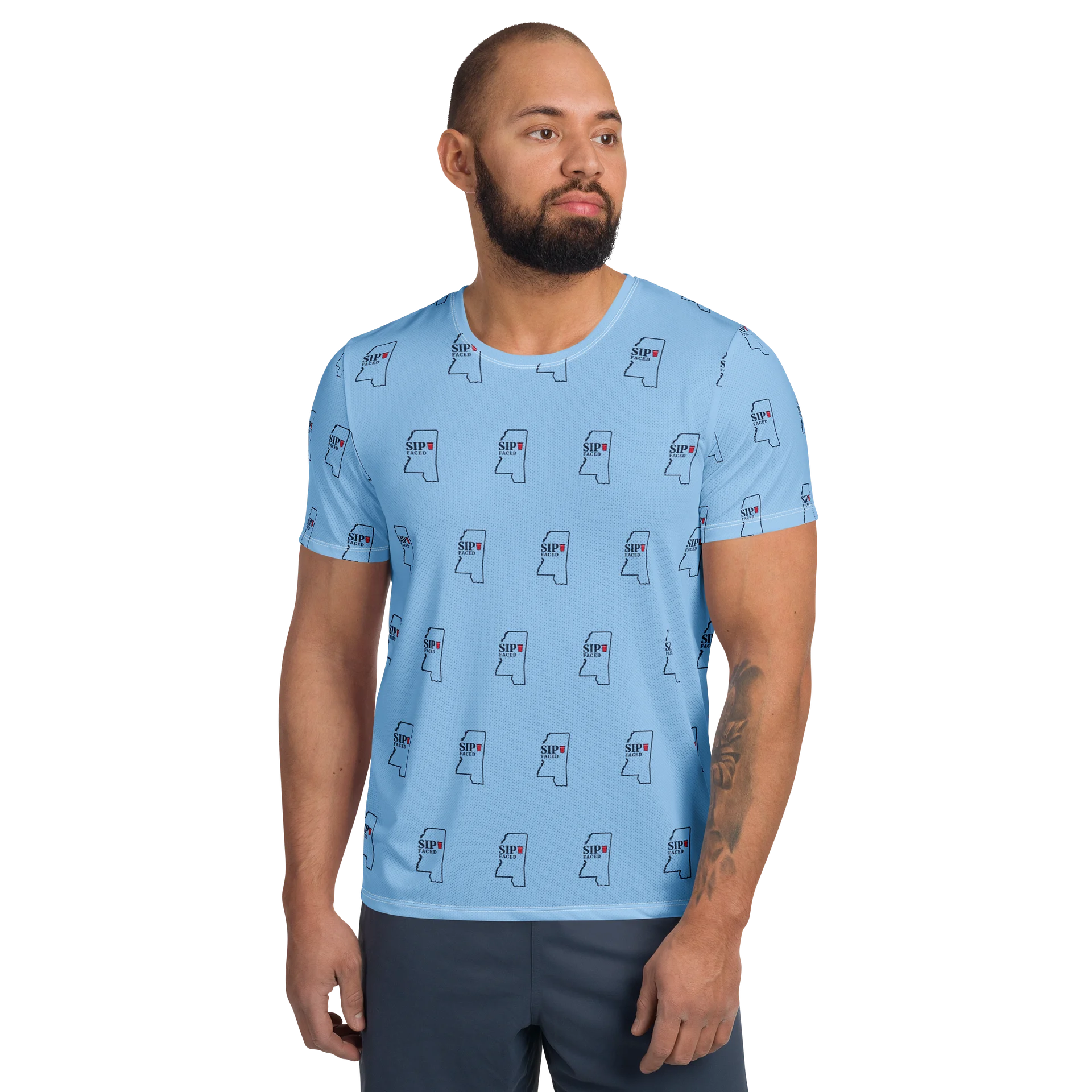 Mississippi Outline All-Over Athletic Tee - Powder Blue product image (1)