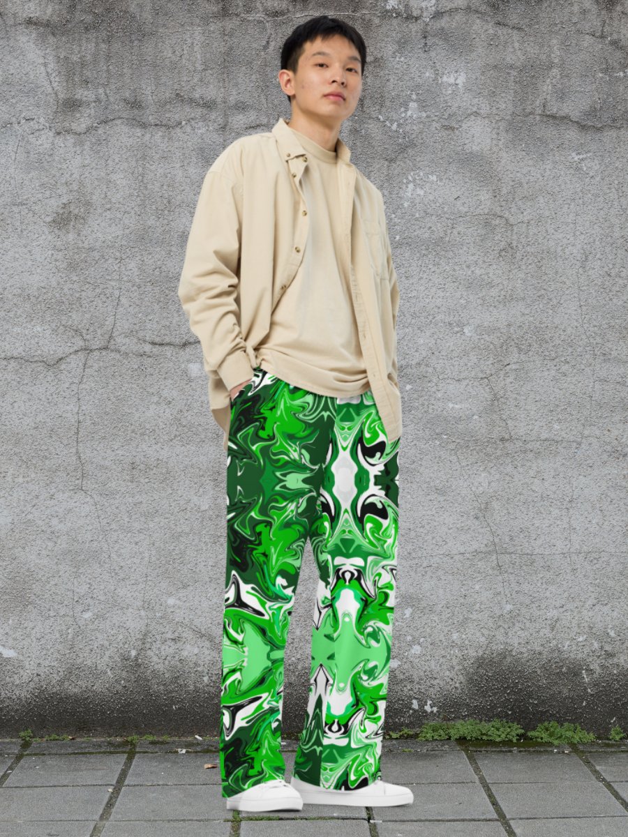 Green Swirl Unisex Wide Leg Bottoms product image (1)