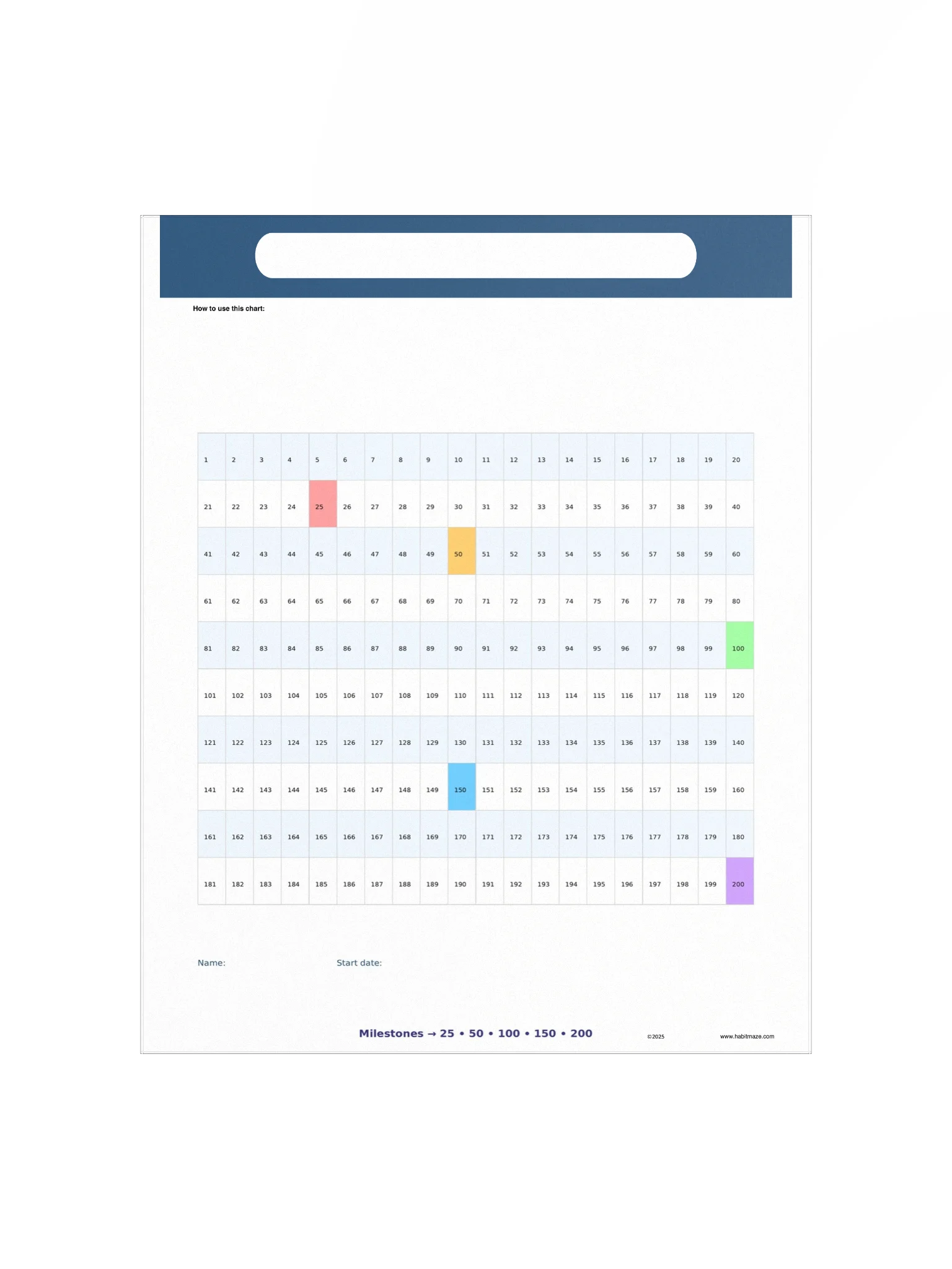 200 Count Mark Off Chart product image (2)