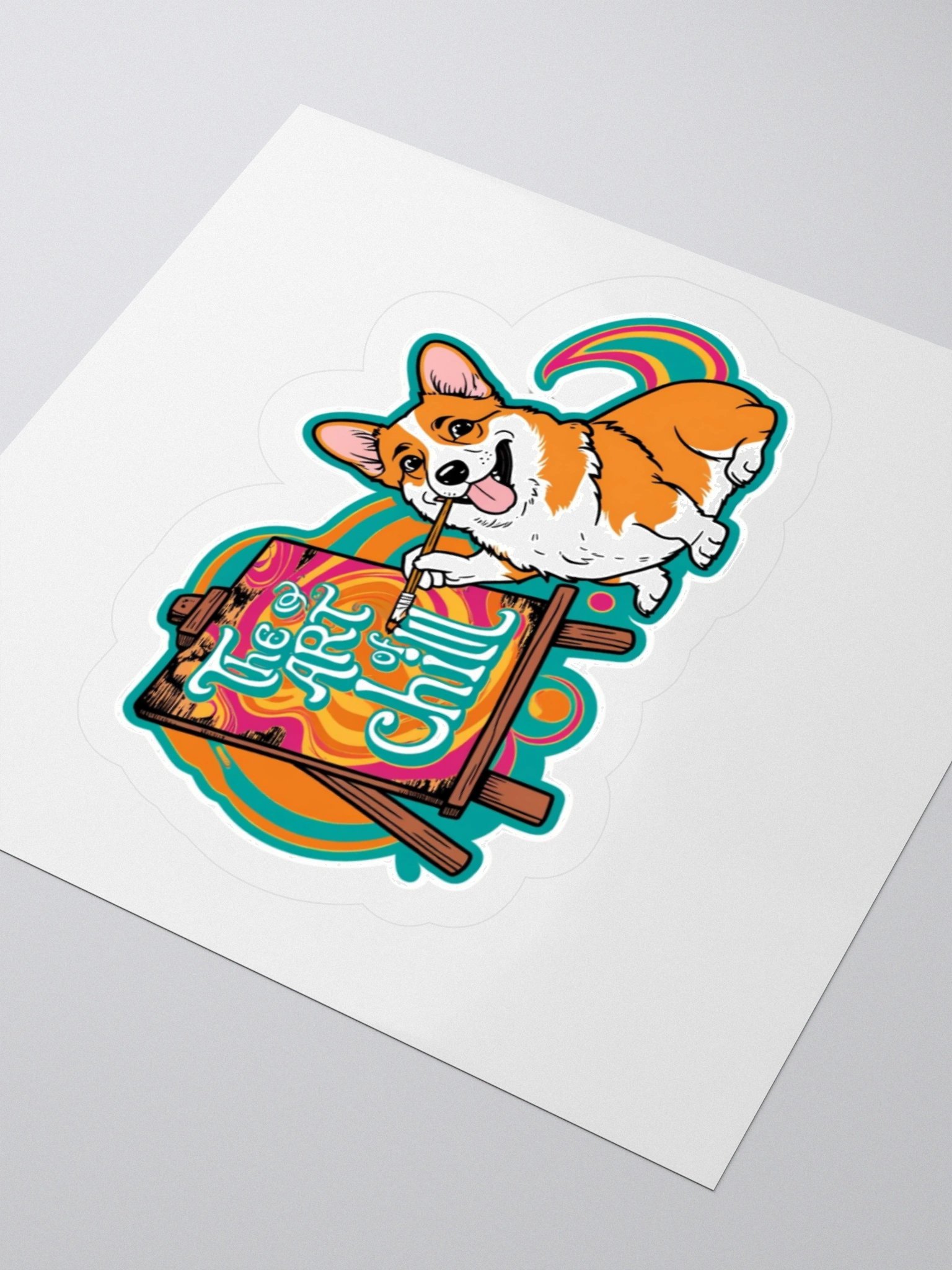 Chill Corgi Art Kiss Cut Stickers product image (8)