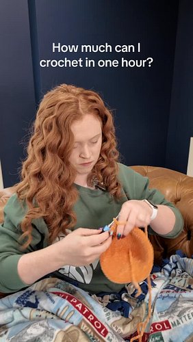 How much can I crochet in 1 hour? 🧶 Real-time crochet challenge! #crochet #fiberarts #amigurumi #crocheting #crochetaddict