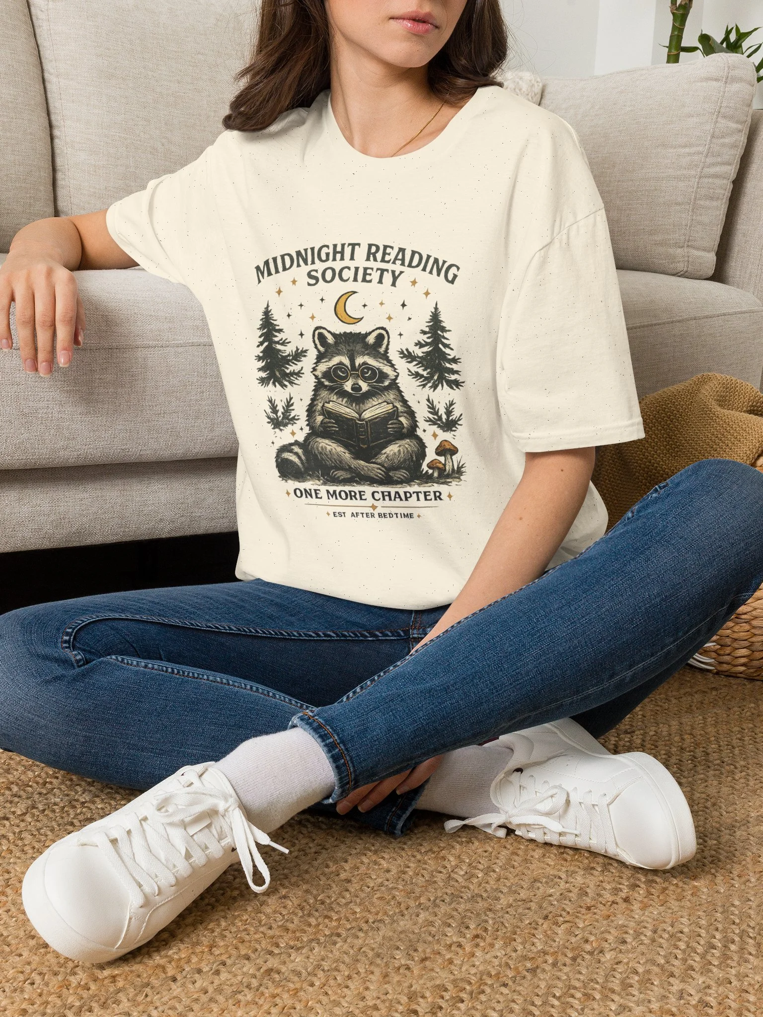 Midnight Reading Society Raccoon T-Shirt | Night Owl Booklover Tee product image (13)