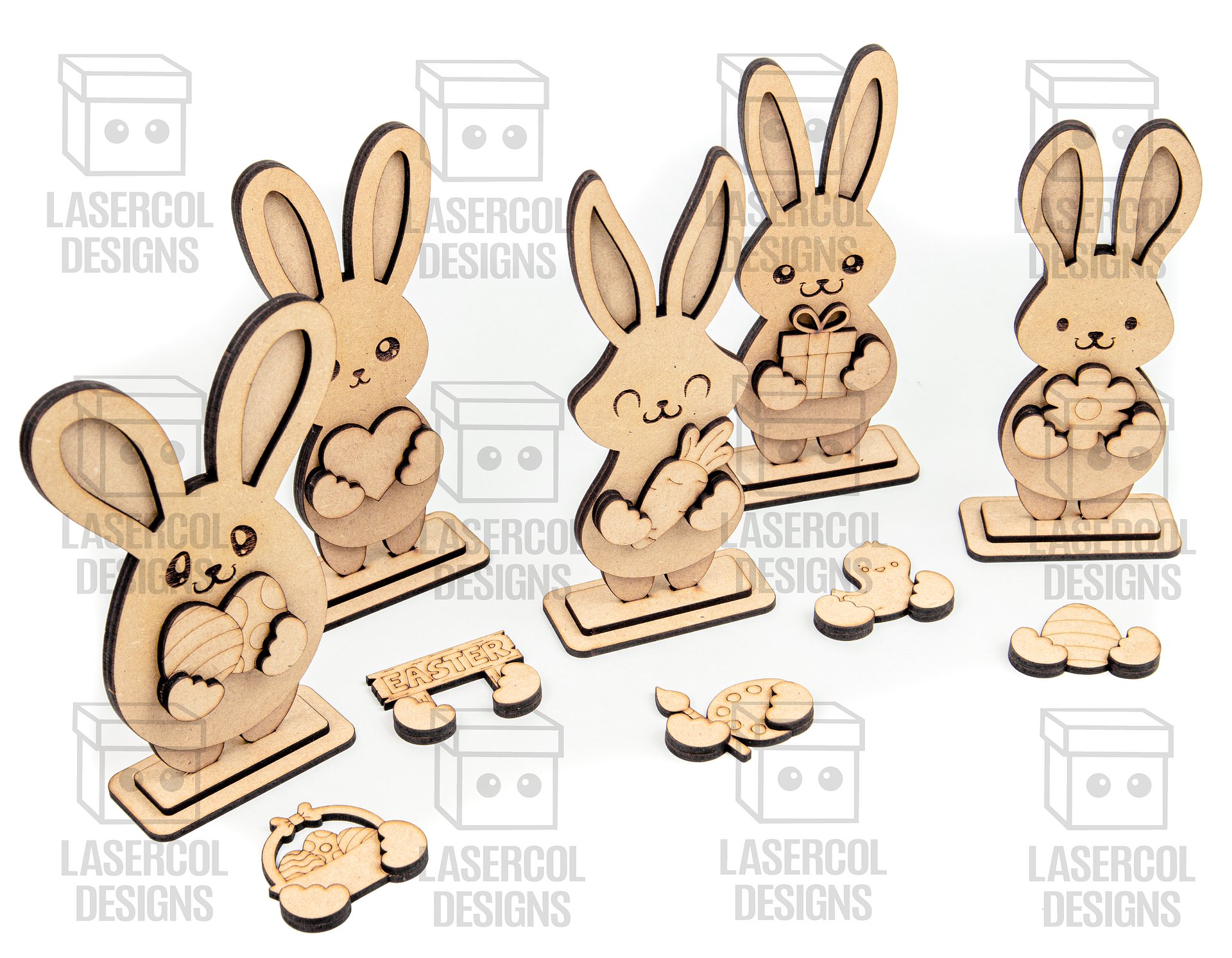 Easter Bunny Set (2 Sizes, 5 Styles)- Laser Cut Files product image (4)