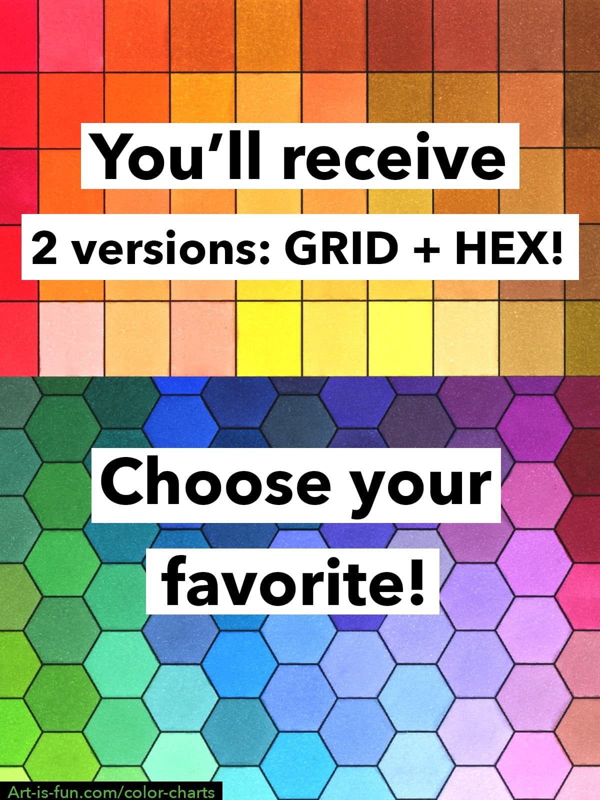 Ohuhu Color Chart - 320 Honolulu Colors (NEW + OLD) in Chromatic Order (Hex + Grid) product image (2)
