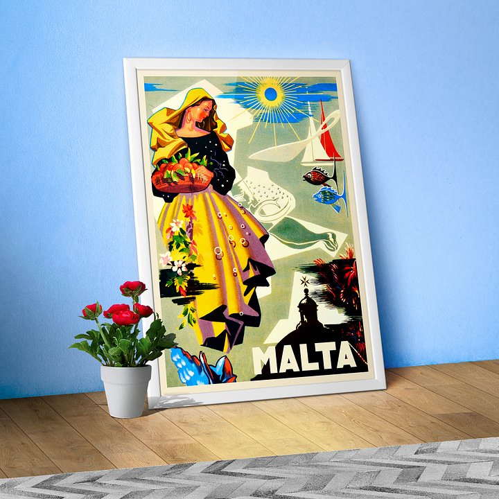 Malta, Valletta 1960s — retro travel poster, vintage travel print, retro travel wall art, retro wall art, travel wall decor product image (1)