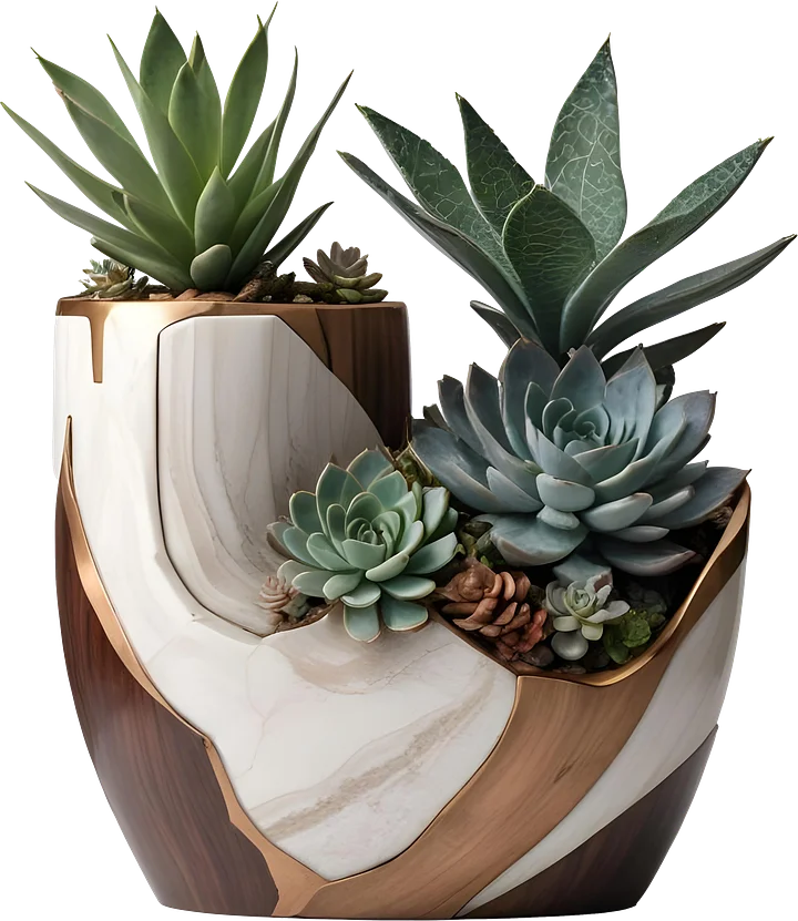 Earthly Symphony – Dual Chamber Succulent Vase PNG product image (1)