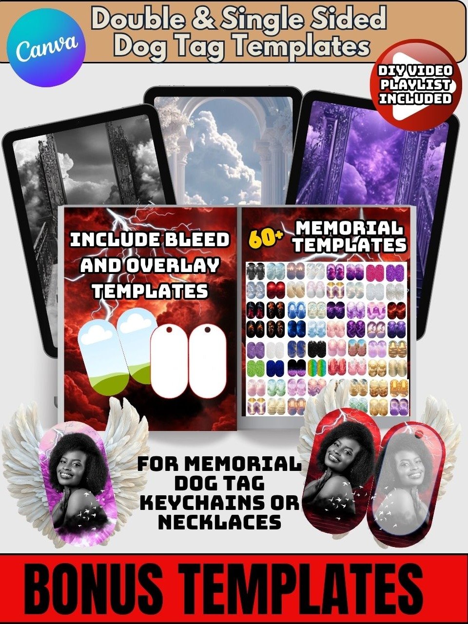 Silver Members Only - Editable Dog Tag Templates with 60 Plus Pre-Designed Background Images - Editable in Canva product image (2)