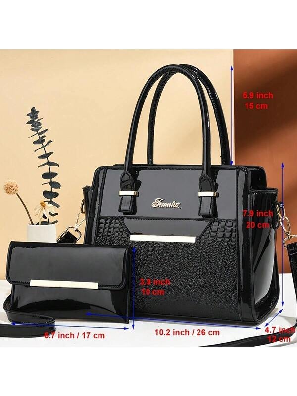 Crocodile Pattern Purses And Handbags For Women Fashion Shoulder Crossbody Tote Bags Stylish Ladies Purse Set product image (2)