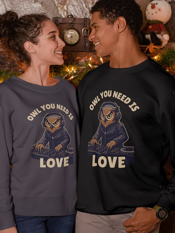 "Owl You Need Is Love" Sweatshirt | Funny DJ Music Pun & Animal Lover Gift product image (2)