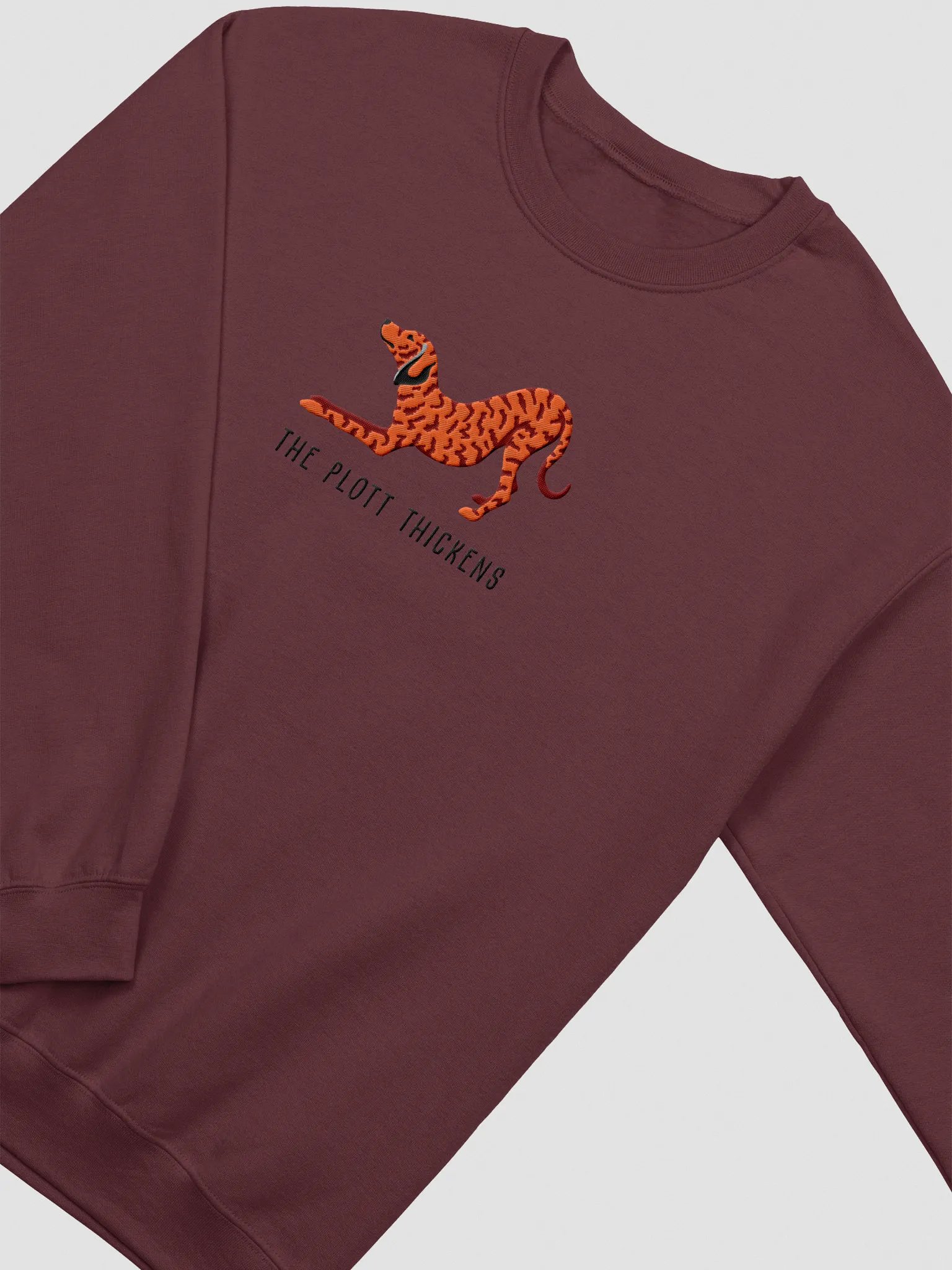 The Plott Thickens Sweatshirt (Embroidered) of a Plott Hound(Red Brindle) product image (6)
