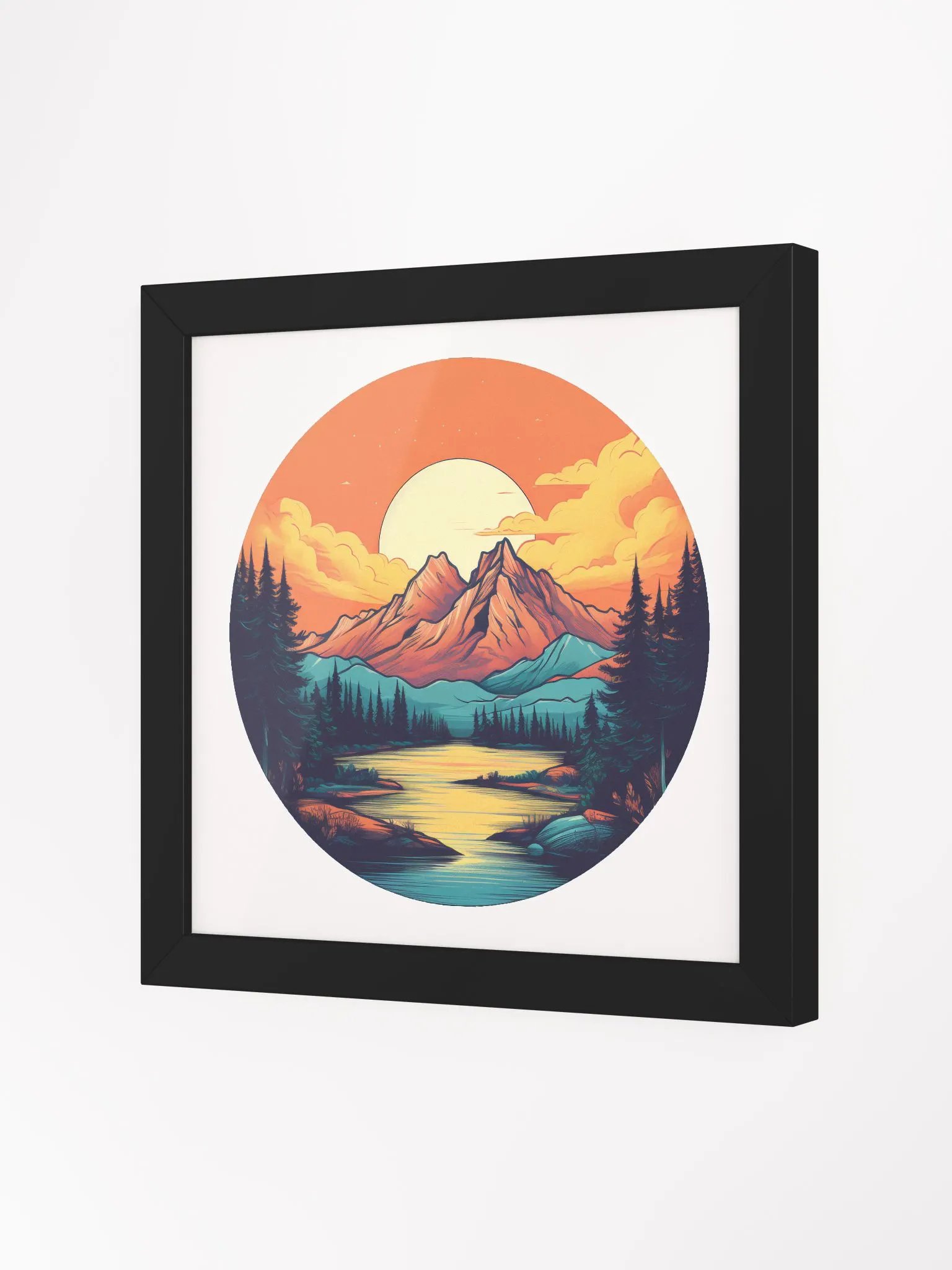sunset mountains framed print product image (2)