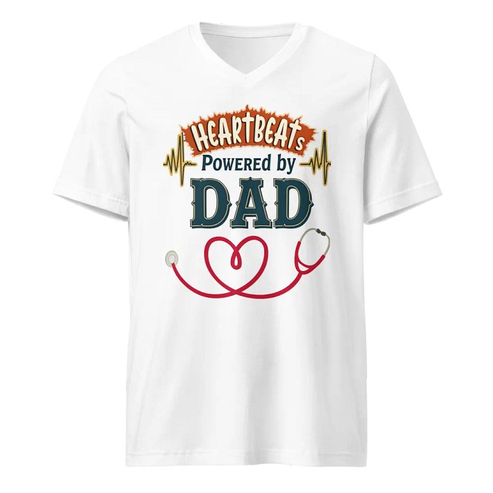 Dad-Powered Heartbeats V-Neck Tee product image (1)