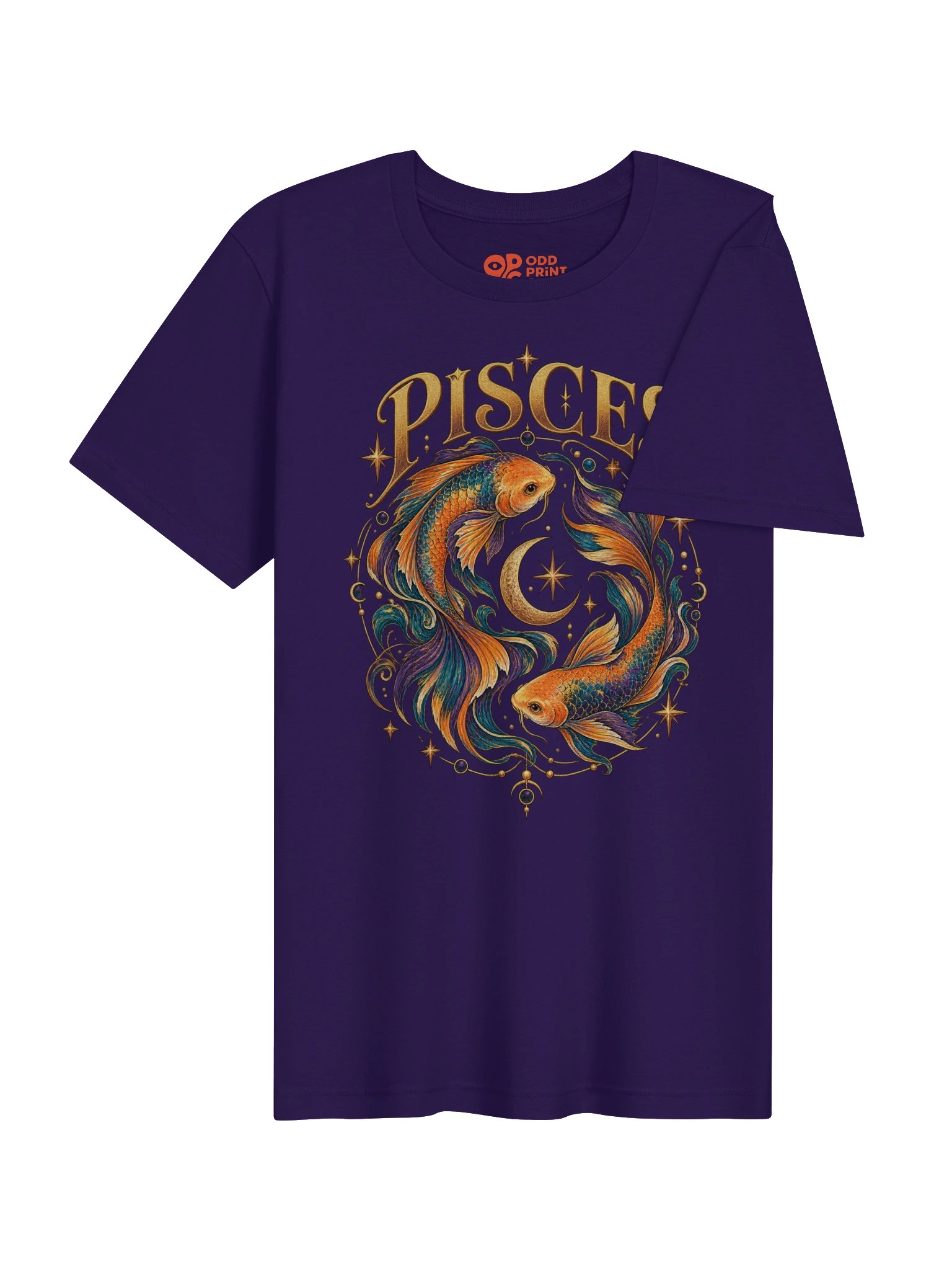 Pisces Zodiac T-Shirt With Flowing Celestial Fish Art product image (6)