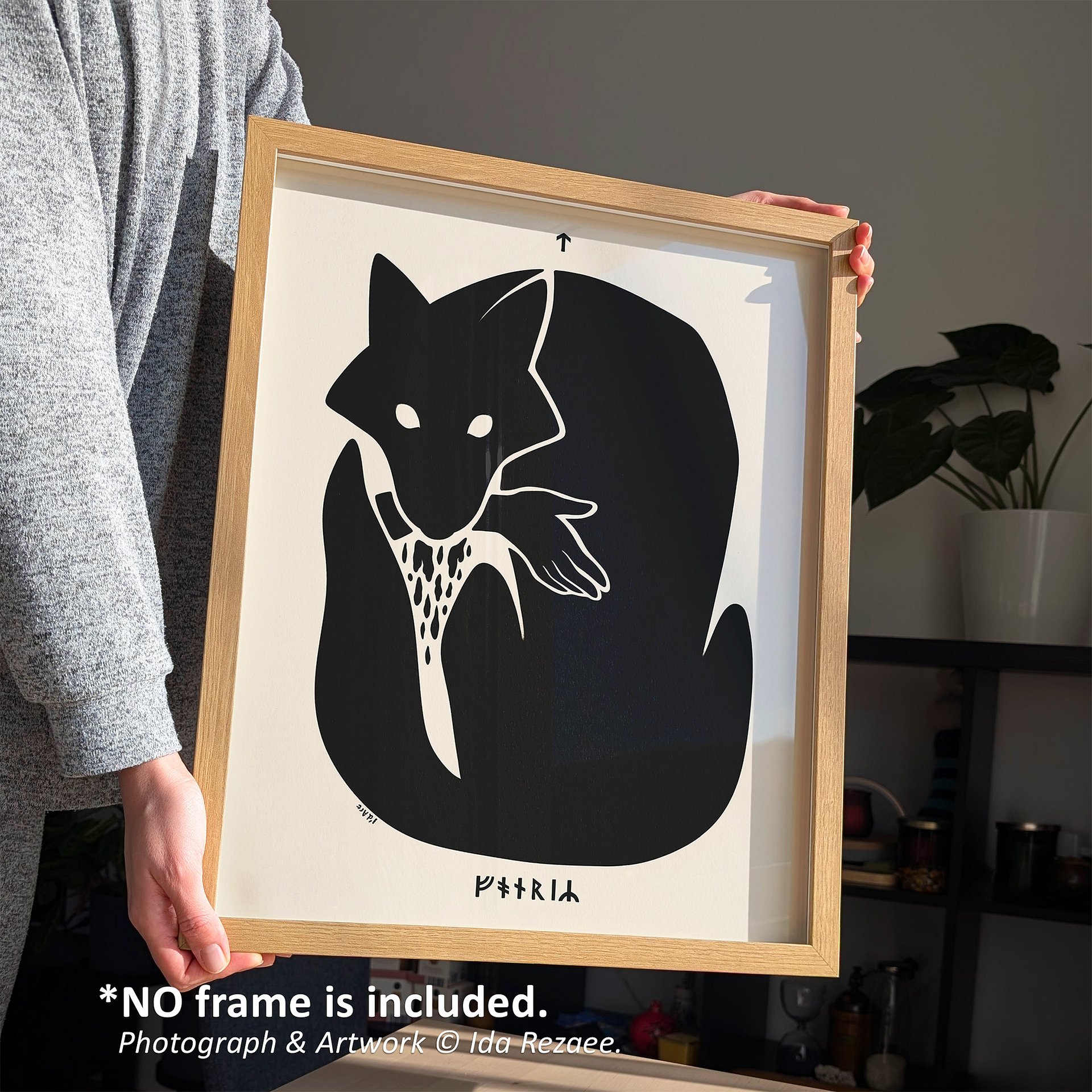 Black Wolf Fenrir Bites Tyr, Norse Mythology Art Print, product image (3)