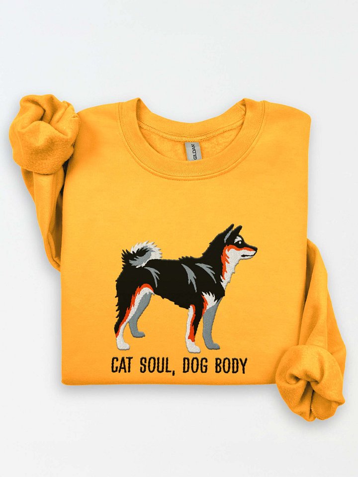 Cat Soul, Dog Body Sweatshirt (Embroidered) of a Japanese Shiba Inu(Tricolor) product image (1)