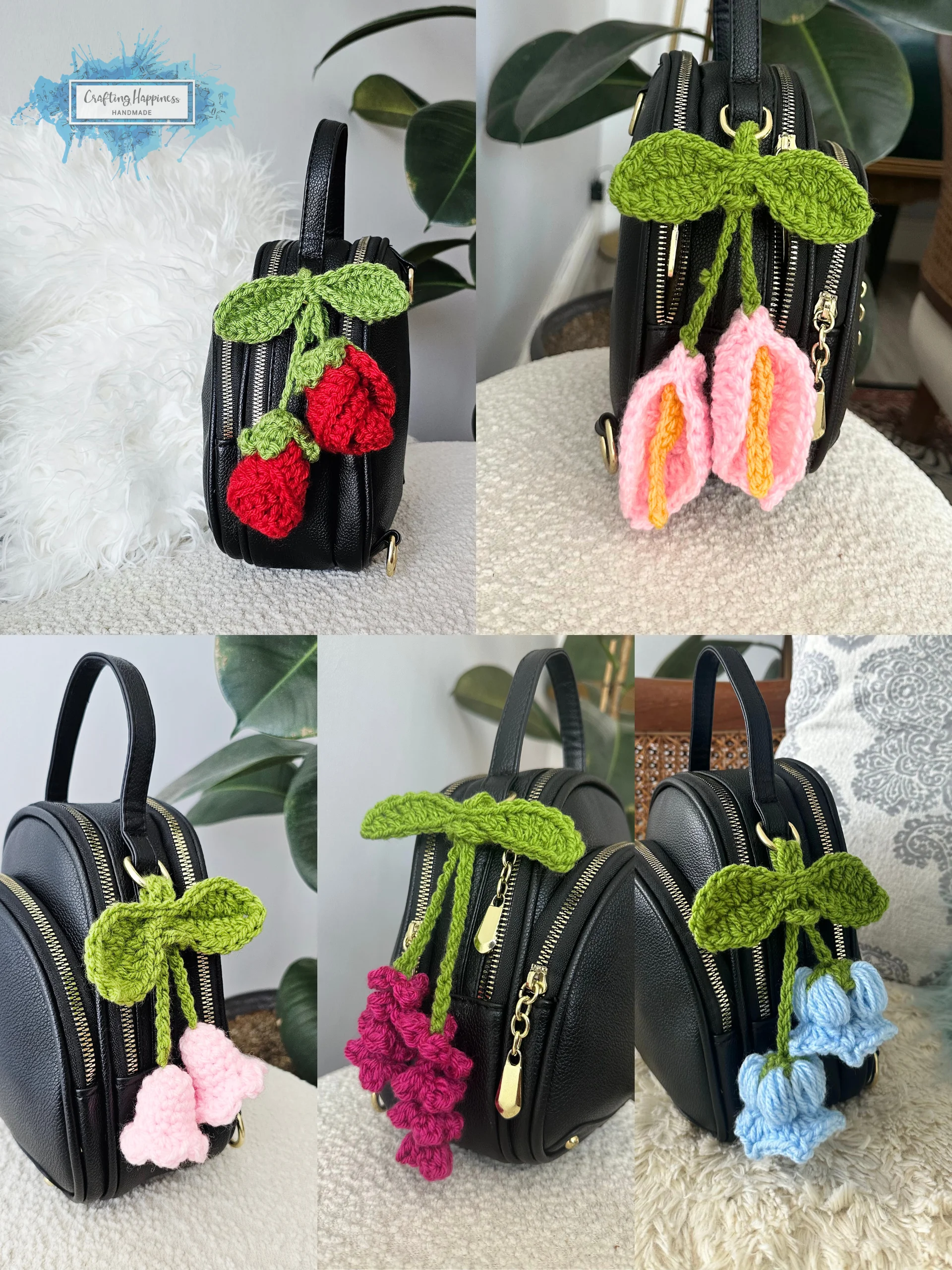 Crochet Flower Charms Pattern Bundle | Rose, Lily, Lavender (PDF Pattern) product image (1)