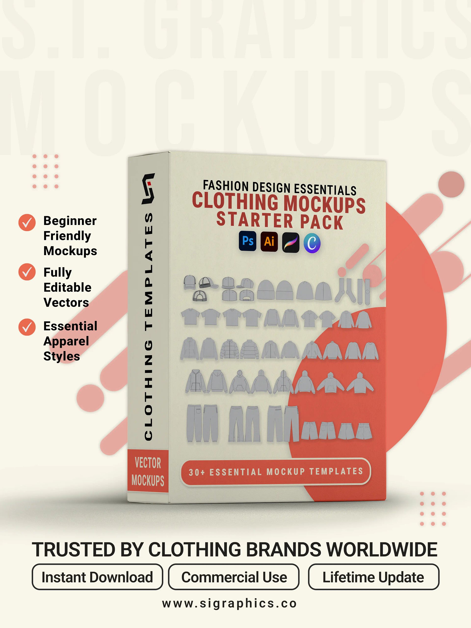 Clothing Mockups Starter Pack – 30+ Essential Apparel Templates product image (1)