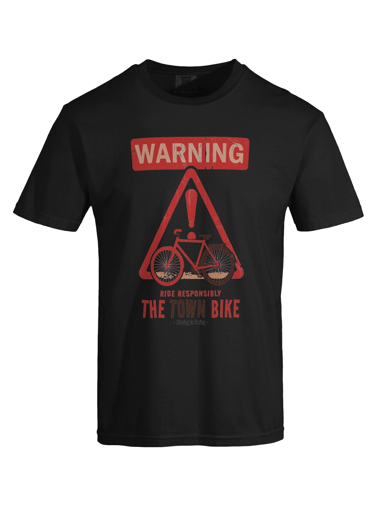 Warning: Ride Responsibly” Tee – The Town Bike Edition 🚲💋 (Sharing Is Caring) product image (1)
