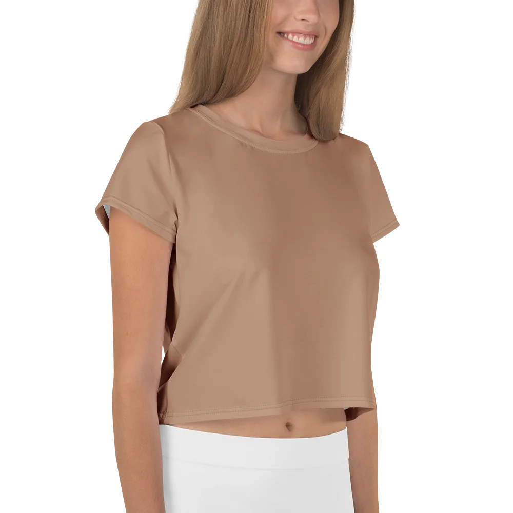 Tan Minimalist All-Over Print Crop Tee product image (6)