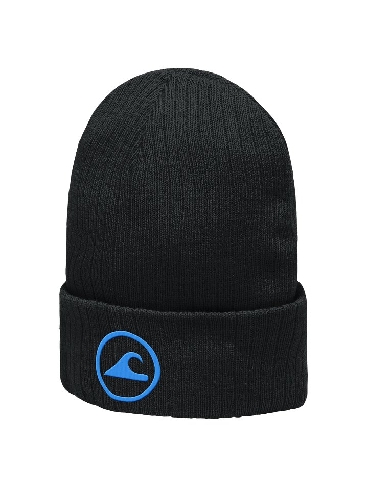 Embroidered Wave Rider Atlantis Ribbed Knit Beanie (Aqua) product image (2)