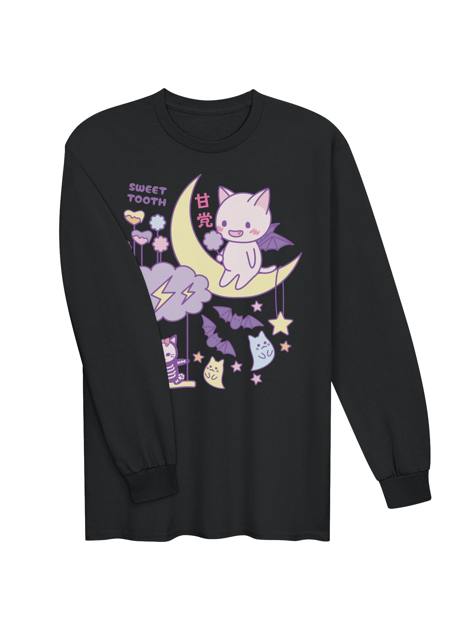 Kawaii Bat Cat - Unisex Adult Long Sleeve T-shirt product image (2)