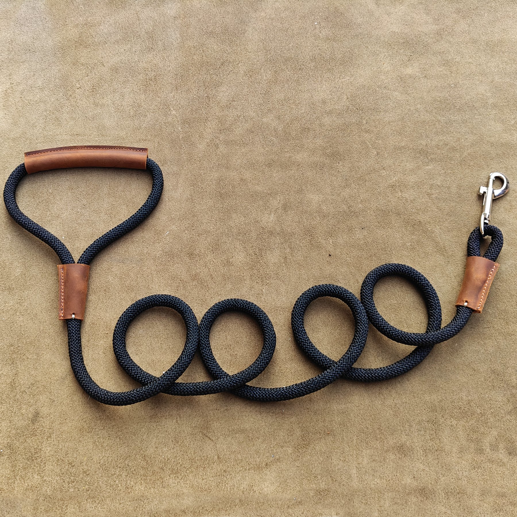 MEEBOY handmade Heavy Duty Nylon Rope Dog Leashes with With comfortable and durable leather handles, dog leash using strong Nylon rope for Small Medium and Large Dogs product image (4)