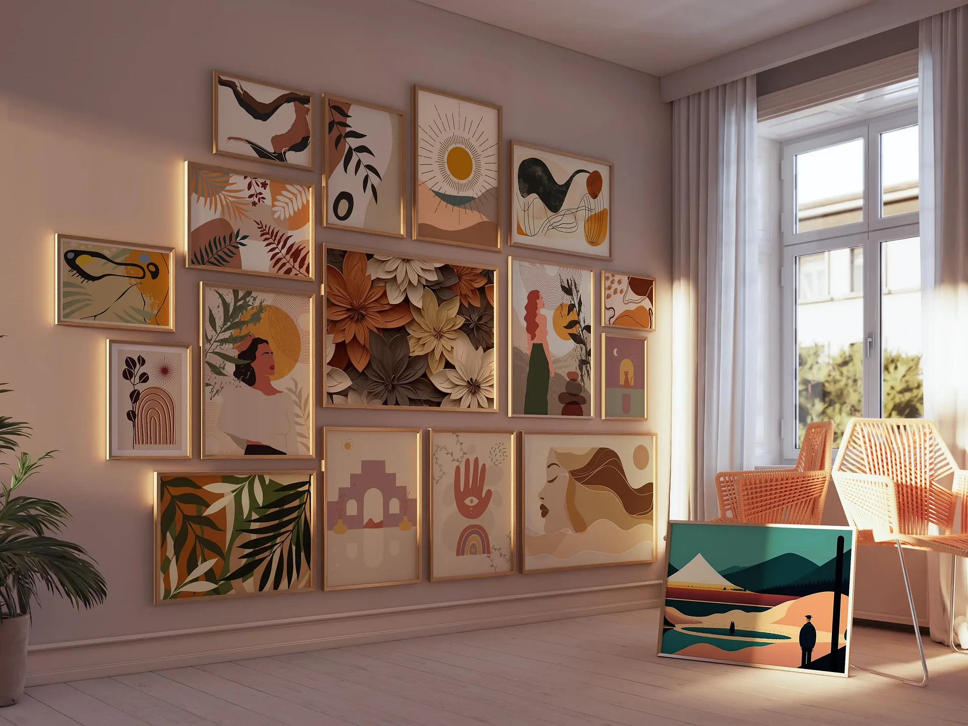 Boho Wall Collage Mega Bundle, Set of 1250+ Prints Digital product image (8)