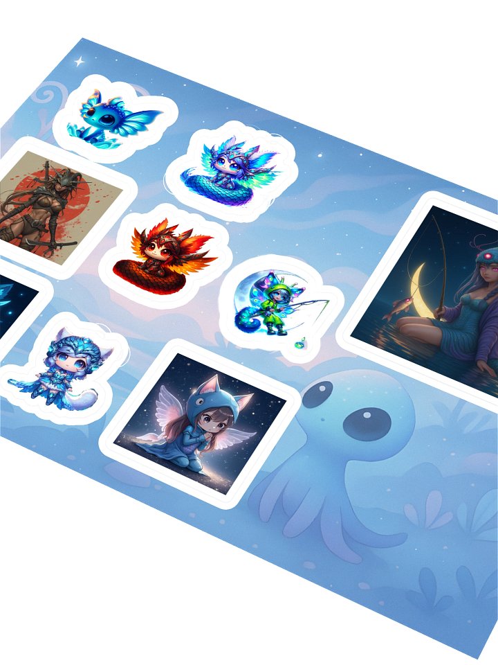 Dreamy Aquatic Aliens Kiss-Cut Sticker Sheet product image (2)