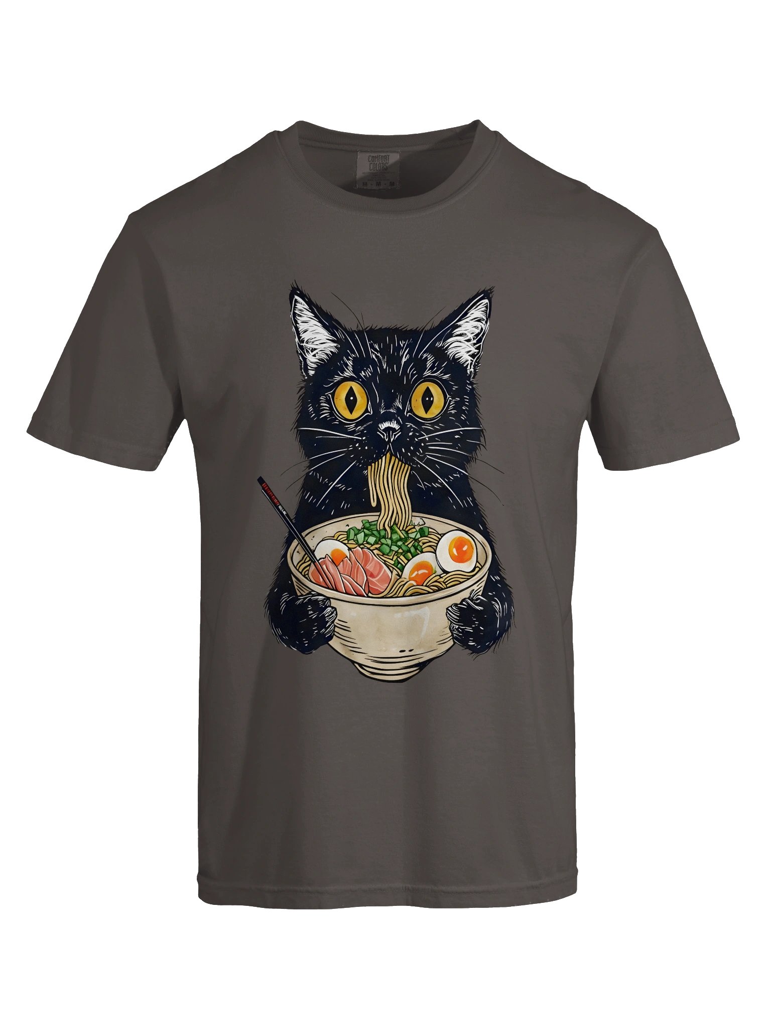 Ramen Eating Black Cat T-Shirt – Relaxed Fit Heavyweight Unisex Cotton T-Shirt product image (20)