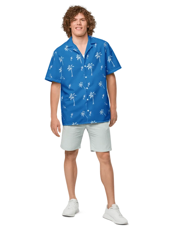 GTA VI Jason Duval Tropical Palm Tree Blue Hawaiian Shirt product image (4)