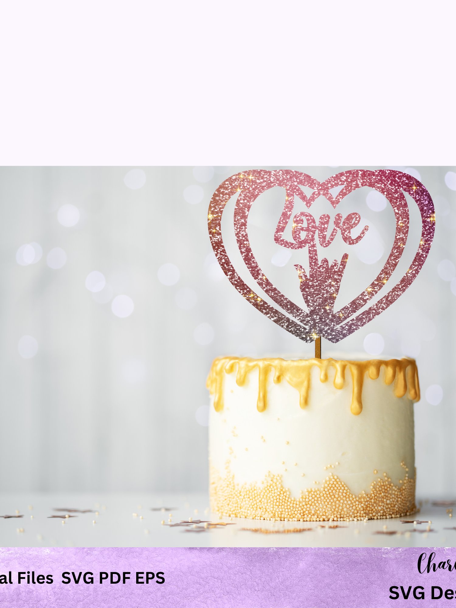 Hearts of Love ASL Cake Topper product image (2)