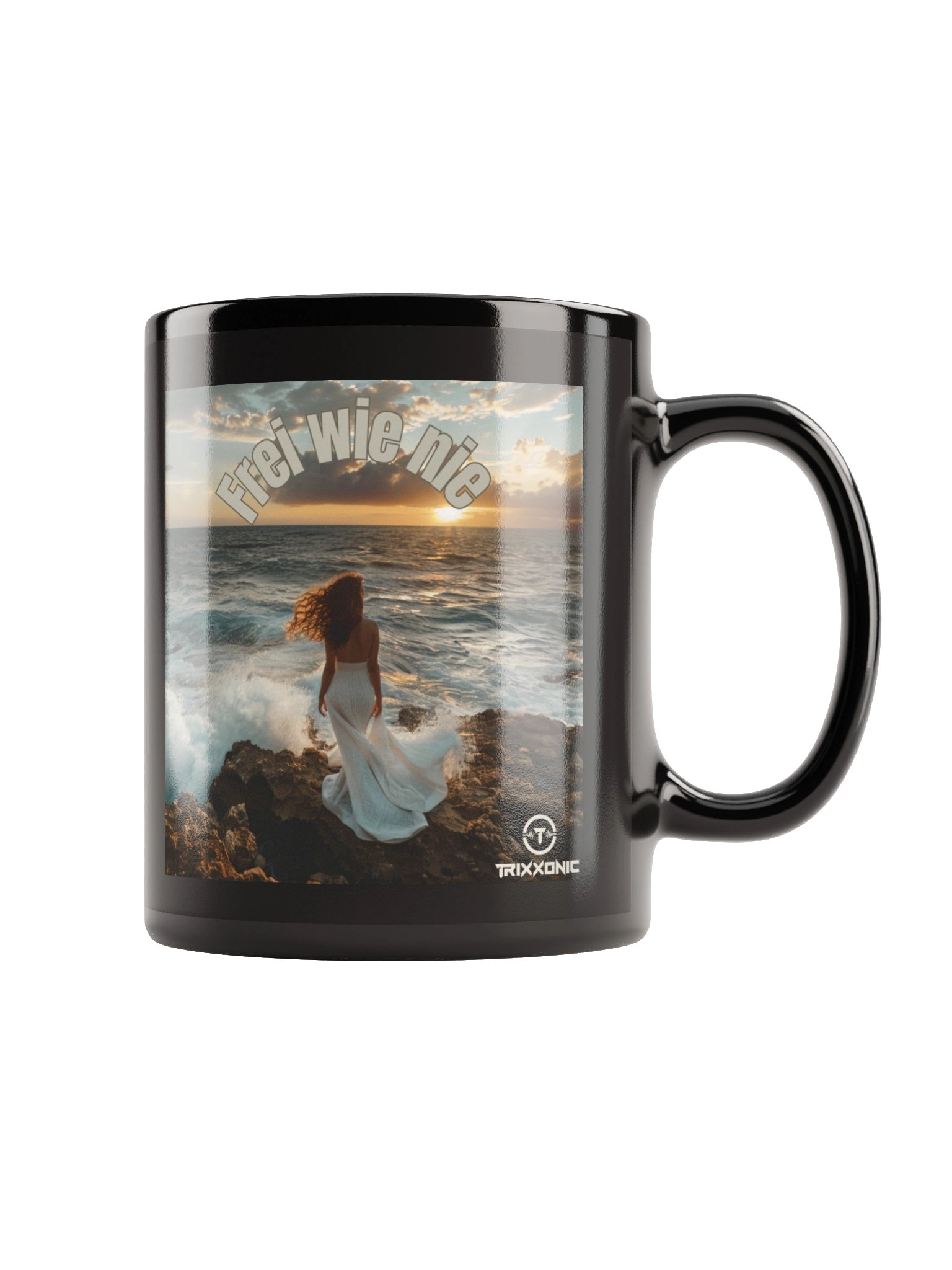 🖤 Black Glossy Mug – „Frei wie Nie“ product image (5)