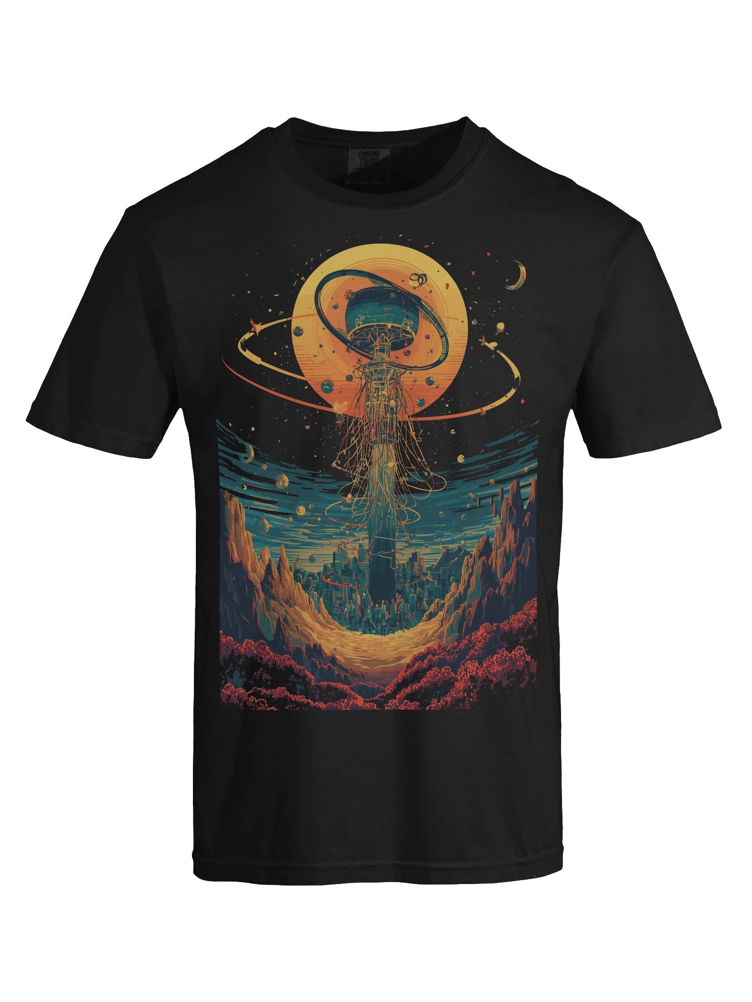 Cosmic Tower Retro-Futurist Heavyweight T-Shirt product image (2)