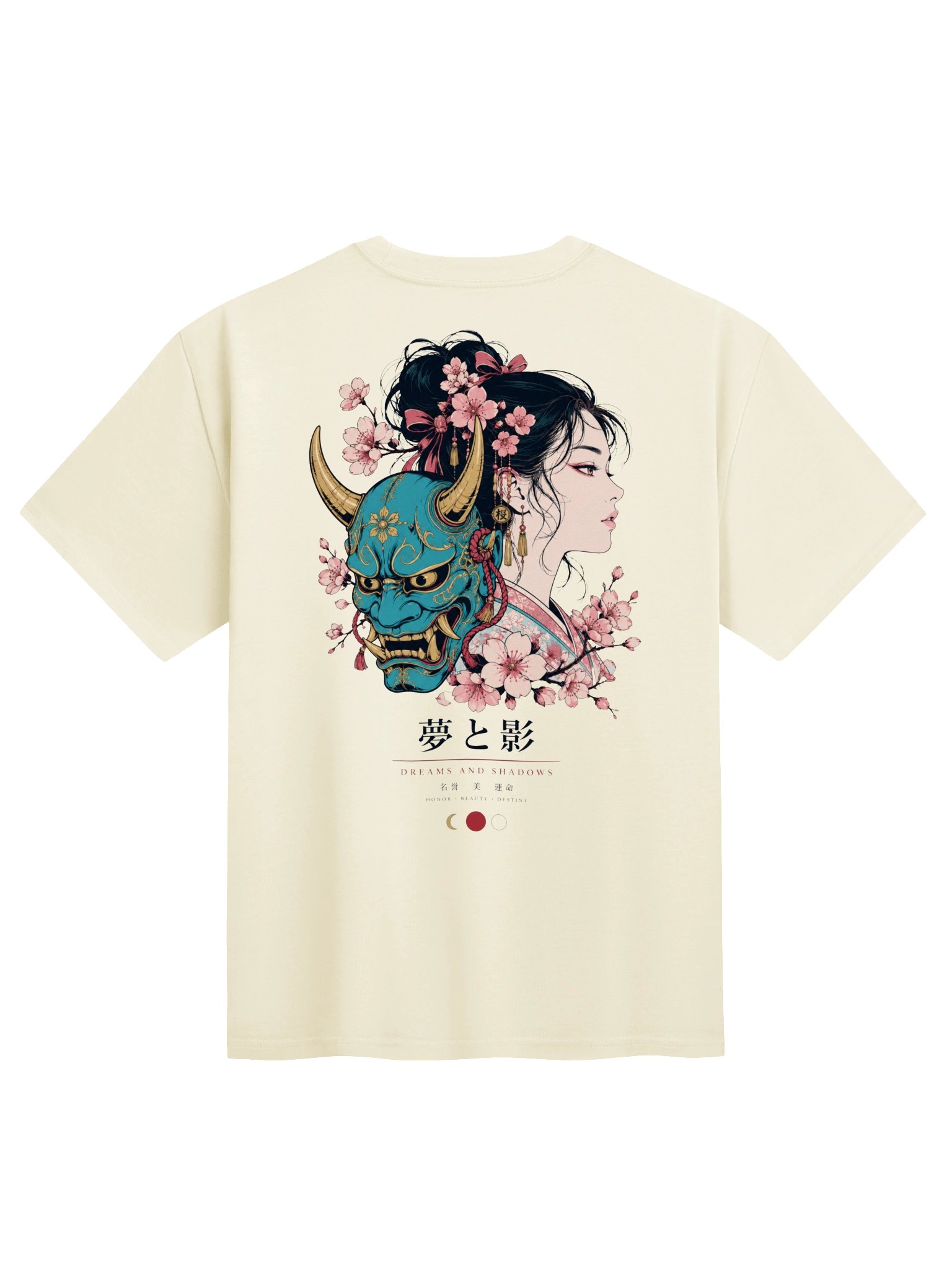 Japanse Oni-masker & Geisha – Premium Ukiyo-e Graphic T-Shirt product image (2)