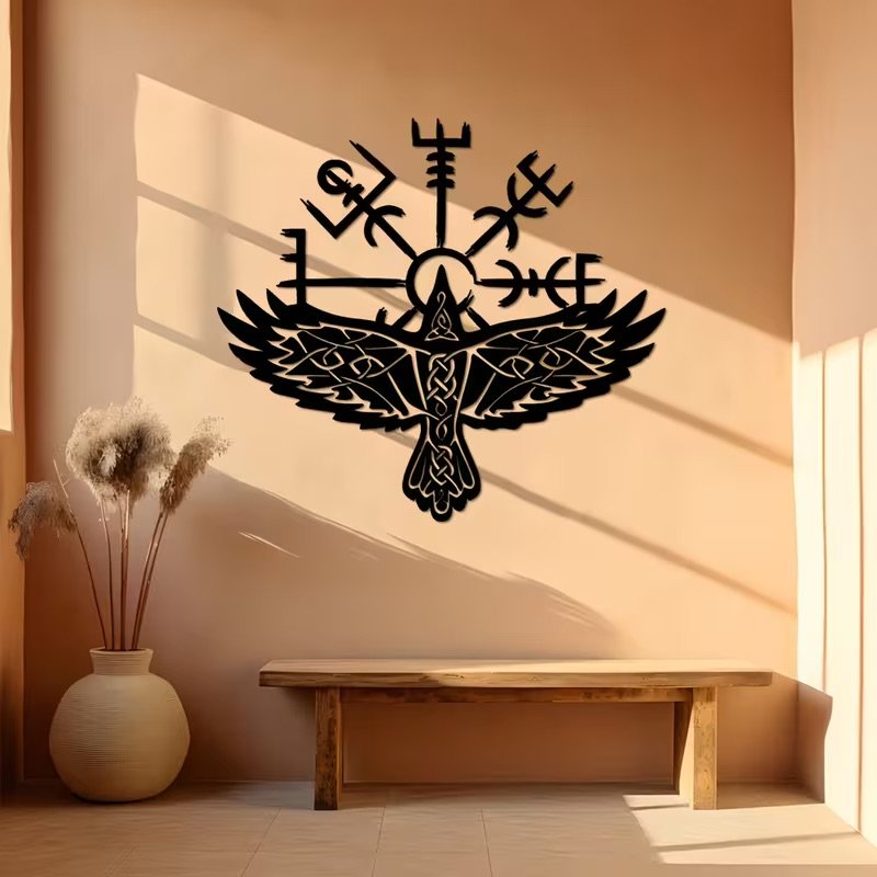 Vegvisir Raven Wall Art – Norse Wayfinder Guardian product image (5)