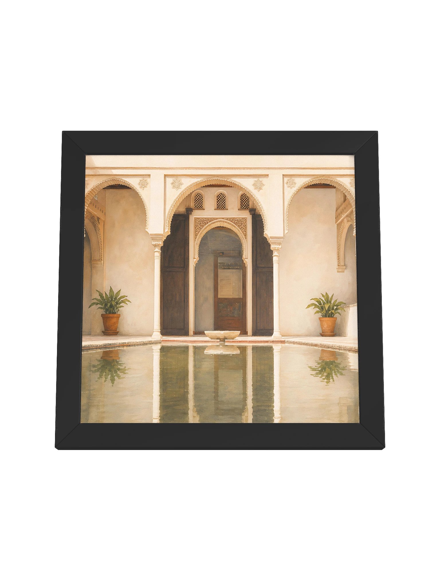 Andalusian Courtyard Wall Art - Neutral Beige Islamic Interior Decor wall art - framed product image (5)