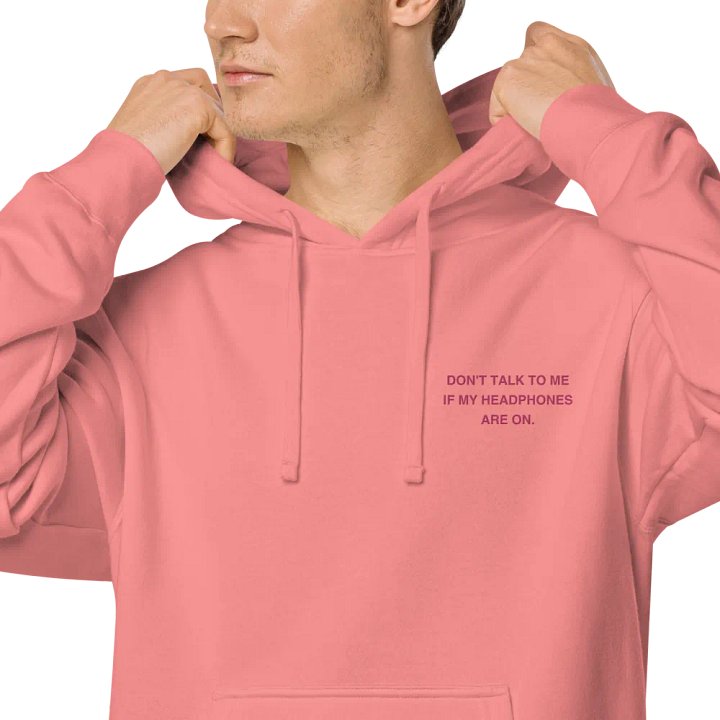 L.C. HEADPHONES ON (pink) embroidered pigment hoodie product image (1)