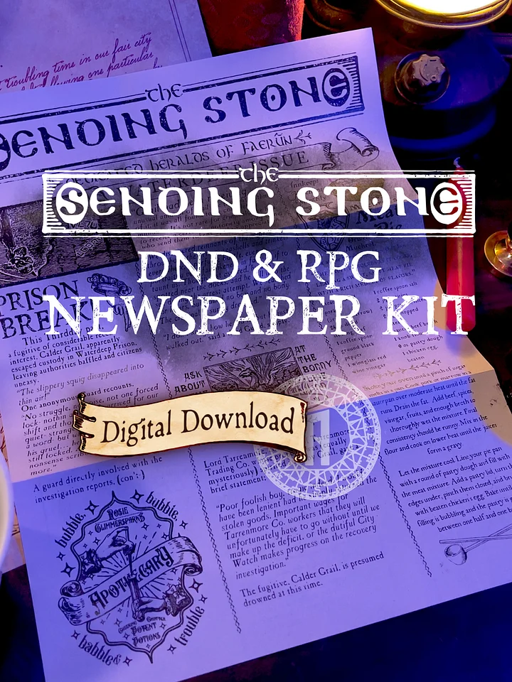 Editable Fantasy Newspaper Template - "The Sending Stone" product image (1)