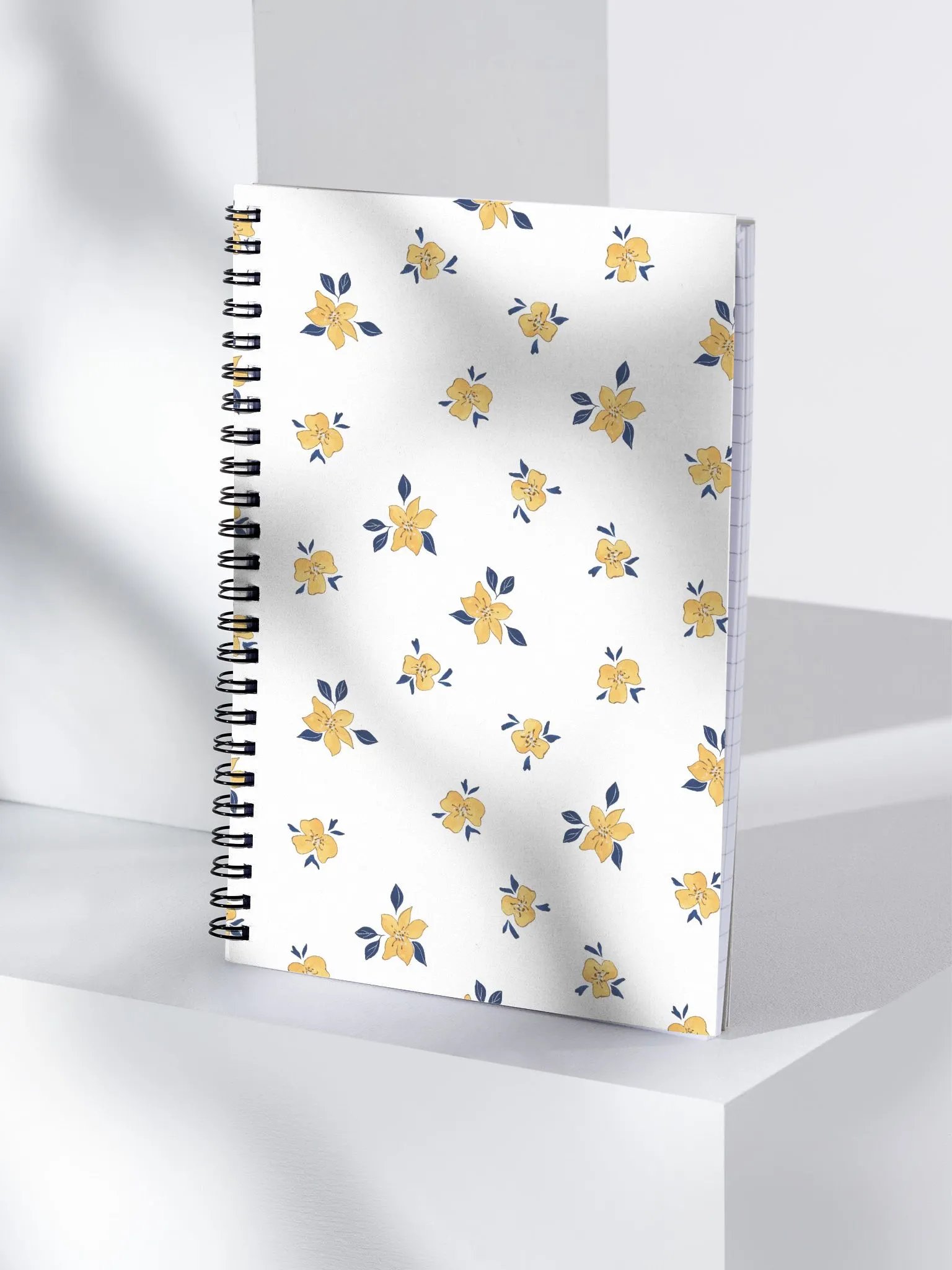Yellow Flower Pattern Spiral Notebook product image (4)