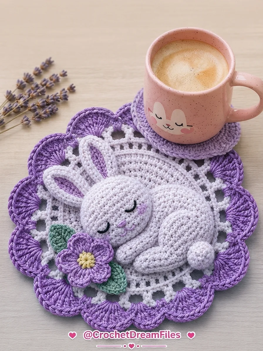 Sleeping Bunny Crochet Coaster Pattern product image (7)